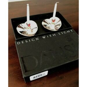 Dansk Candle Holders Denmark Silver Plated Tiny Taper Candlesticks Heart Shaped